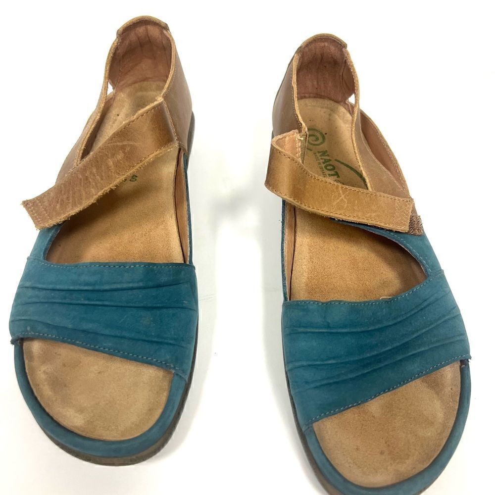 Naot teal nubuck and brown comfort leather sandals 40 - Picture 2 of 9